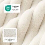 Bedsure ComfyFleece™ Cute Dog Bed for Small Medium Dogs - Washable Furry Puppy Beds, Rectangle Orthopedic Corduroy Fleece Pet Beds with Removable Zipper Cover, 25x21x7inches, Cream - Image 3