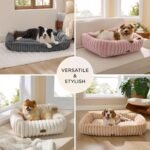Bedsure ComfyFleece™ Cute Dog Bed for Small Medium Dogs - Washable Furry Puppy Beds, Rectangle Orthopedic Corduroy Fleece Pet Beds with Removable Zipper Cover, 25x21x7inches, Cream - Image 5