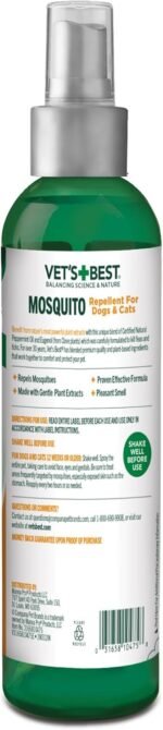 Vet's Best Natural Mosquito Repellent Spray for Dogs and Cats – Plant-Based Protection with Certified Essential Oils – DEET-Free Outdoor Pest Repellent for Pets – Natural and Safe – 8 oz Bottle - Image 3