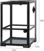 REPTI ZOO Amphibian Habitat Tank 10 Gallon, Full Vision Glass Reptile Terrarium 12" x 12" x 18", Vertical Reptile Tank with Deep Base & Top Screen Ventilation - Image 3