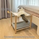 2 Layer Cat Hammock Bed for Indoor Cats, 17.0''×17.0'' Big Size Cat Hammock, Pine Wood Elevated Cat Bed, Good for All Seasons(Grey) - Image 5