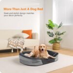 Dwanton Orthopedic Dog Bed for Large Dogs with Gel Memory Foam, Waterproof Dog Sofa, Washable Pet Bed with Four Sided Bolster Cushion, Removable Cover & Non-Slip Bottom, 42", Dark Gray - Image 3