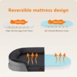 Dwanton Orthopedic Dog Bed for Large Dogs with Gel Memory Foam, Waterproof Dog Sofa, Washable Pet Bed with Four Sided Bolster Cushion, Removable Cover & Non-Slip Bottom, 42", Dark Gray - Image 4
