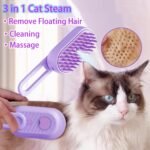 3 in 1 Cat Steam Brush for Shedding & Grooming with Foldable Handle Pet Spray Hair Removal Comb Spritz Defur Comb for Cats Water Brush for Long & Short Haired Pets - Image 3