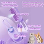 3 in 1 Cat Steam Brush for Shedding & Grooming with Foldable Handle Pet Spray Hair Removal Comb Spritz Defur Comb for Cats Water Brush for Long & Short Haired Pets - Image 4