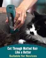 oneisall Cat Clippers for Matted Hair, 5-Speed Quiet Cat Grooming kit, Cordless Pet Shaver for Long Hair,Waterproof Pet Hair Trimmer, Pet Clippers for Cats(Green) - Image 3