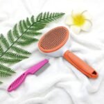 Cat Brushes for Indoor Cats, Dog Brush for Shedding with Metal Cat Comb, Self Cleaning Pet Hair Brush with Release Button for Grooming Kitten(Orange) - Image 6