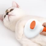 Cat Brushes for Indoor Cats, Dog Brush for Shedding with Metal Cat Comb, Self Cleaning Pet Hair Brush with Release Button for Grooming Kitten(Orange) - Image 7