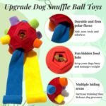 Snuffle Ball for Dog Toys Unbreakable Upgrade Ball Interactive Toy Foraging Snuffle Mat Puppy Treat Dispenser Slow Feeder Dog Puzzle Toys for Small, Medium, Large Pets (Red Rainbow) - Image 4
