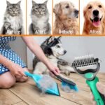 Candure Pet Friendly Double-Sided Dematting Undercoat Rake and Comb for Effective Hair Removal and Shedding Control in Dogs & Cats (Small, Green) - Image 9