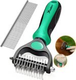 Candure Pet Friendly Double-Sided Dematting Undercoat Rake and Comb for Effective Hair Removal and Shedding Control in Dogs & Cats (Small, Green) - Image 10