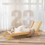 Avont Cat Scratcher Bed, Natural Sisal Scratching Pad Solid Wood Frame Cat Lounge Chair Couch for Indoor Cats -Extra Large - Image 3