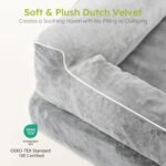 Extra Large Dog Bed, Orthopedic Dog Bed with Cooling Gel Memory Foam, Waterproof XL Pet Bed with Removable Washable Cover, 42" Pet Sofa Couch Dutch Velvet with Bone Toy, Light Gray - Image 9