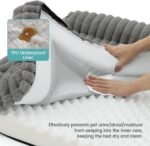 Cute Dog Bed for Large Dogs, Faux Rabbit Fur Orthopedic Foam Dog Bed with Sides, Removable Washable Cover & Waterproof Lining, Comfortable Pet Couch, Grey (44" L x 32" W x 7" Th) - Image 7