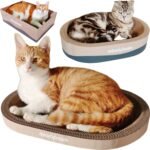 3PSC Cat Scratcher Cardboard, Oval Cat Scratch Pad Bowl Nest for Indoor Cats, Round Cat Scratching Board Corrugated Lounge Cat Bed, Furniture Protector for Couch - Image 3
