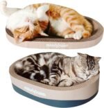 3PSC Cat Scratcher Cardboard, Oval Cat Scratch Pad Bowl Nest for Indoor Cats, Round Cat Scratching Board Corrugated Lounge Cat Bed, Furniture Protector for Couch - Image 5