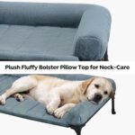 Veehoo Orthopedic Elevated Dog Bed with Fluffy Plush Bolster Cushion, Indoor Raised Dog Beds for Large Dogs, Soft Pet Sofa Cot with Removable Washable Mat, No-Slip Feet, 32 x 25 inches, Haze Blue - Image 3