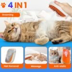 Pet Steam Brush For Cat & Dog - Pets Spray Hair Removal Comb - Cats Indoor Shedding & Grooming Mist Tool - Water Steamer Brushes for Long & Short Haired Dogs - Spritz Defur Comb (Orange) - Image 4