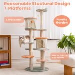 HYABi 63-inch Cat Tree for Large Cats, Multi-Level Flower Tower with Condo, Sisal Scratching Posts & Toy Balls, Sturdy & Safe Indoor Playhouse - Image 3