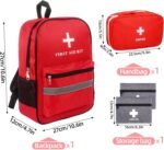 First Aid Bag Empty 4-Piece Set with Large First Aid Backpack, 2 Portable Pouches & Carry Medical Bag for Pet, Car, Travel, Camping, Emergency Supplies Storage (Red Gray) - Image 3