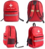 First Aid Bag Empty 4-Piece Set with Large First Aid Backpack, 2 Portable Pouches & Carry Medical Bag for Pet, Car, Travel, Camping, Emergency Supplies Storage (Red Gray) - Image 4