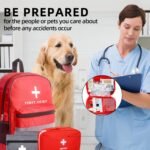 First Aid Bag Empty 4-Piece Set with Large First Aid Backpack, 2 Portable Pouches & Carry Medical Bag for Pet, Car, Travel, Camping, Emergency Supplies Storage (Red Gray) - Image 6