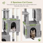 Globlazer Cat Tower for Indoor Cats, Heavy Duty Cat Trees for Large Cats Adult Big Cats Maine Coon Cat Tree Tower with Scratching Post, Extra Large Top Perch, Cat Condos, F61, Light Grey, 61inch - Image 4