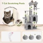 Globlazer Cat Tower for Indoor Cats, Heavy Duty Cat Trees for Large Cats Adult Big Cats Maine Coon Cat Tree Tower with Scratching Post, Extra Large Top Perch, Cat Condos, F61, Light Grey, 61inch - Image 5