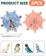 2 Pcs Bird Toys for Parakeets, Budgie Toys, Spinning Wheel Parrot Toys, Chewing Exercisers, Interactive Bird Cage Toys for Budgies, Cockatiels, Lovebirds, Parakeets, Conures and Small to Medium Birds - Image 3