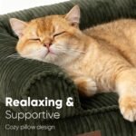 FUKUMARU Dog Couch Bed, Corduroy Cozy Cat Bed for Indoor Cats with Washable Cover, 28in Waterproof Orthopedic Dog Beds Sofa for Small Dogs and Large Cats, Cute Warm Cotton Pet Sofa, Green - Image 3