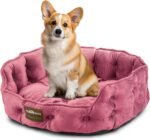 ClevaHome Cat Dog Bed for Small Pets up to 15lbs - Round Cat Beds for Indoor Cats, Machine Washable Comfortable Pet Bed for Puppy and Kitten with Non-Slip Bottom (Plum Pink) - Image 5