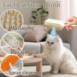 Cat Steam Brush for Shedding Dog Brush with Steam Pet Hair Cleaning Brush Comb for Spray 3 in 1 Pet Grooming for Long & Short Haired Pets – Spritz Defur Comb for cats(Gray) - Image 3