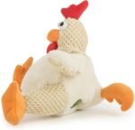 goDog Checkers Fat Rooster Squeaky Plush Dog Toy, Chew Guard Technology - White, Large - Image 3