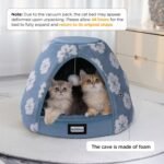 BALANCE Cat Beds for Indoor Cats, 2-in-1 Cat Bed Cave with Anti-Slip Bottom and Ultra-Soft Plush, Cozy Cats House Tent for Kittens and Small Dogs, 19 Inches, Blue - Image 3