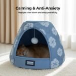 BALANCE Cat Beds for Indoor Cats, 2-in-1 Cat Bed Cave with Anti-Slip Bottom and Ultra-Soft Plush, Cozy Cats House Tent for Kittens and Small Dogs, 19 Inches, Blue - Image 4