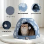 BALANCE Cat Beds for Indoor Cats, 2-in-1 Cat Bed Cave with Anti-Slip Bottom and Ultra-Soft Plush, Cozy Cats House Tent for Kittens and Small Dogs, 19 Inches, Blue - Image 5
