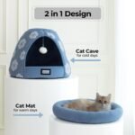 BALANCE Cat Beds for Indoor Cats, 2-in-1 Cat Bed Cave with Anti-Slip Bottom and Ultra-Soft Plush, Cozy Cats House Tent for Kittens and Small Dogs, 19 Inches, Blue - Image 8