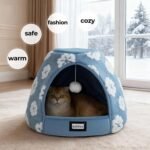 BALANCE Cat Beds for Indoor Cats, 2-in-1 Cat Bed Cave with Anti-Slip Bottom and Ultra-Soft Plush, Cozy Cats House Tent for Kittens and Small Dogs, 19 Inches, Blue - Image 9