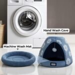 BALANCE Cat Beds for Indoor Cats, 2-in-1 Cat Bed Cave with Anti-Slip Bottom and Ultra-Soft Plush, Cozy Cats House Tent for Kittens and Small Dogs, 19 Inches, Blue - Image 10