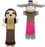 2 Pack No Stuffing Dog Squeaky Toys,Dog Chew with Crinkle and Squeaker,Cute Animal Plush to Keep Them Busy, Suitable for Large, Medium and Small Breeds (Donkey&Sloth - Image 2