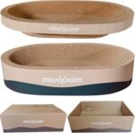 3PSC Cat Scratcher Cardboard, Oval Cat Scratch Pad Bowl Nest for Indoor Cats, Round Cat Scratching Board Corrugated Lounge Cat Bed, Furniture Protector for Couch - Image 2
