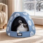 BALANCE Cat Beds for Indoor Cats, 2-in-1 Cat Bed Cave with Anti-Slip Bottom and Ultra-Soft Plush, Cozy Cats House Tent for Kittens and Small Dogs, 19 Inches, Blue - Image 2