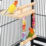 Bird Perches Cage Toys Parrot Wooden Platform Play Gyms Exercise Stands with Acrylic Wood Swing Ferris Wheel Chewing for Animals Green Cheeks, Baby Lovebird, Chinchilla, Hamster Budgie - Image 2