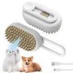 Cat Steam Brush for Shedding Dog Brush with Steam Pet Hair Cleaning Brush Comb for Spray 3 in 1 Pet Grooming for Long & Short Haired Pets – Spritz Defur Comb for cats(Gray) - Image 2