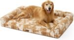 Cute Dog Bed for Extra Large Dogs, Faux Rabbit Fur Orthopedic Dog Bed with Sides, Removable Washable Cover & Waterproof Lining, Comfortable Pet Couch, Tie-Dye Brown (48" L x 35" W x 7.5" Th) - Image 2