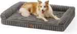 Cute Dog Bed for Large Dogs, Faux Rabbit Fur Orthopedic Foam Dog Bed with Sides, Removable Washable Cover & Waterproof Lining, Comfortable Pet Couch, Grey (44" L x 32" W x 7" Th) - Image 2
