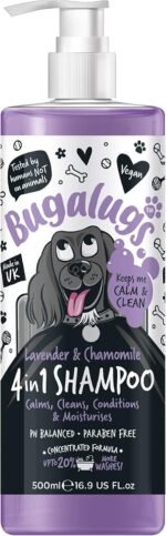 Dog Shampoo by Bugalugs Lavender & Chamomile 4 in 1 Dog Grooming Shampoo Products for Smelly Dogs with Fragrance, Best Puppy Shampoo, Vegan pet Shampoo & Conditioner - Image 2