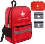 First Aid Bag Empty 4-Piece Set with Large First Aid Backpack, 2 Portable Pouches & Carry Medical Bag for Pet, Car, Travel, Camping, Emergency Supplies Storage (Red Gray) - Image 2