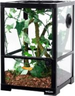 REPTI ZOO Amphibian Habitat Tank 10 Gallon, Full Vision Glass Reptile Terrarium 12" x 12" x 18", Vertical Reptile Tank with Deep Base & Top Screen Ventilation - Image 2