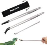 Reptile Feeding Tongs Long Tweezers, 4 Pack Stainless Steel Reptile Tweezers Set, 10.6" Straight & Curved Tweezers with Soft Rubber Tip, for Aquarium Terrarium, Crafts, Reptile Tank Accessories - Image 2